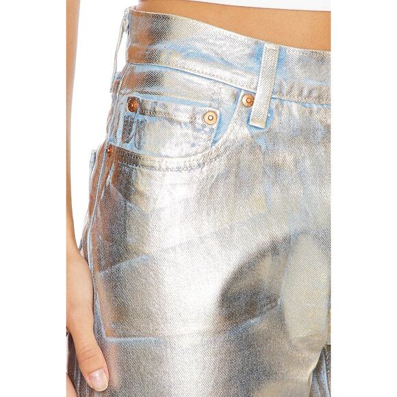 NWT LEVI'S Premium 501 90s Ankle Straight Jeans Size 25 Coated Optical Illusion - Picture 2 of 11